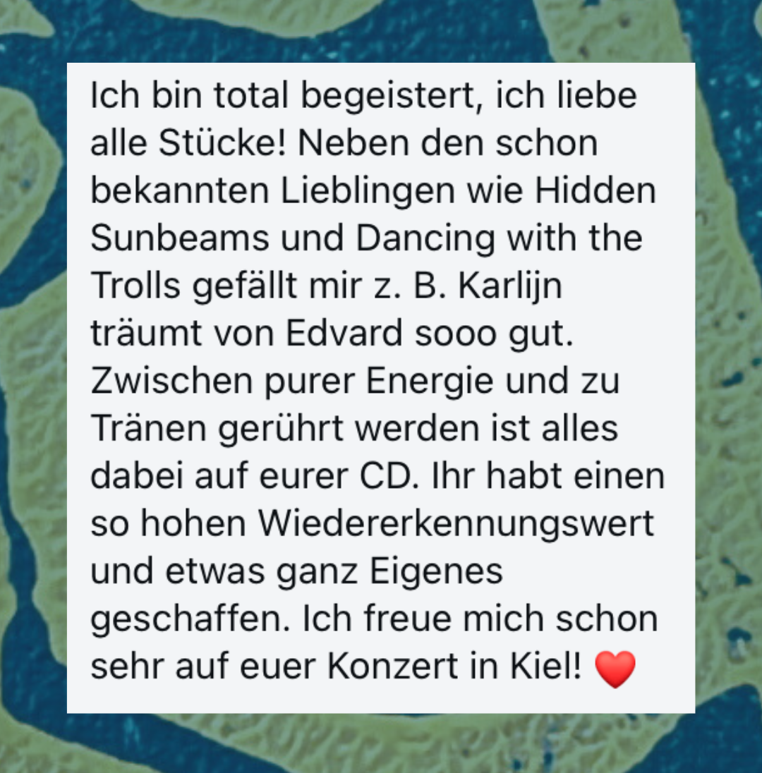 Feedback zu unserem Album von einer Unterstützerin